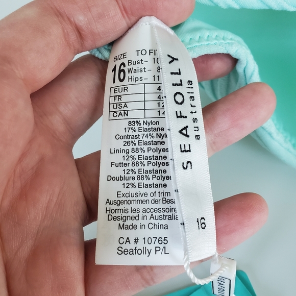 Seafolly freshwater bralette bikini top NWT - Picture 7 of 9